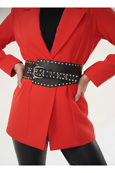 Mynoa Trok Detailed Waist Belt Corset Belt Women's Belt Cowboy Belt Studded Belt