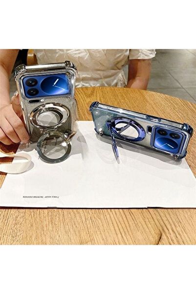 Generic Magnetic Glitter Case for Xiaomi 17 Pro Max，Sparkly Stand，Makeup Mirror，Gradient Shockproof Cover