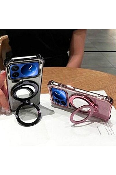 Generic Magnetic Glitter Case for Xiaomi 17 Pro Max，Sparkly Stand，Makeup Mirror，Gradient Shockproof Cover