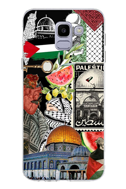 TechTree حافظة سيليكون متوافقة مع هاتف سامسونج جالاكسي J6 من تصميم فلسطين فري...