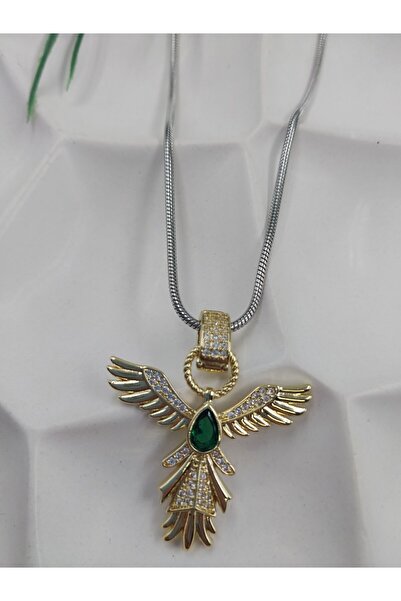 Yaseminli Butik Green Stone Phoenix Detailed Necklace