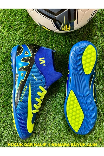 ClassyShot Чоловічі дитячі шкарпетки з коміром, без швів, без цвяхів, синього кольору, для футболу, з шипами, для гри на штучному покритті