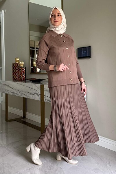 Rabia Şamlı Yonca Knitwear Set Milky Brown