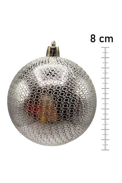 Waldern Χριστουγεννιάτικο στολίδι για χριστουγεννιάτικο δέντρο Ασημί 8 εκ. Φιγούρα Γυαλιστερή Σετ 6 Μπάλες Cici