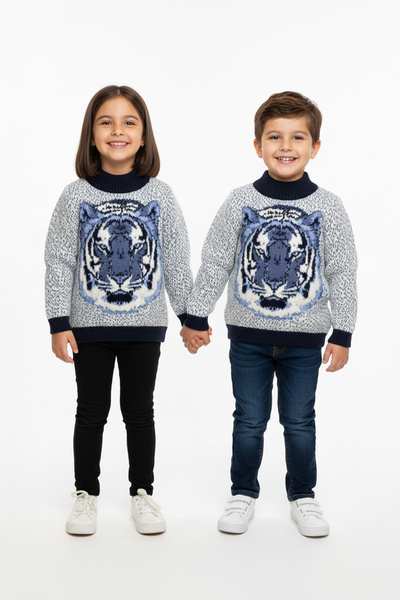 Pulltonic Kız/Erkek Çocuk Yarım Balıkçı Yaka Kazak