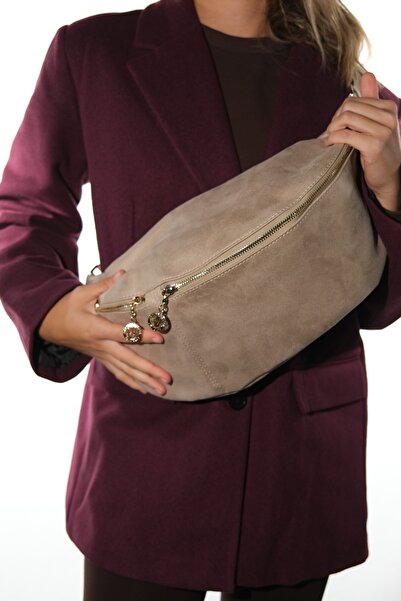 LuviShoes Venta Beige Suede Women's Large Waist Bag