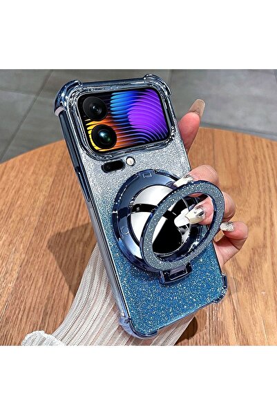 Generic Magnetic Glitter Case for Xiaomi 17 Pro Max，Sparkly Stand，Makeup Mirror，Gradient Shockproof Cover