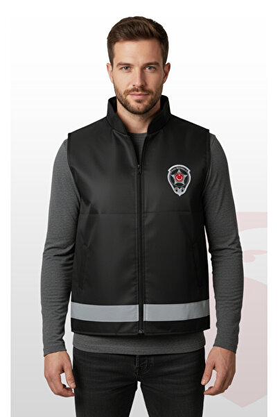 Yiğit Yeni Tip Kadın Erkek Özel Güvenlik Yeleği Reflektörlü Armalı Siyah – Su Geçirmez Kumaş, Kışlık ve Ya