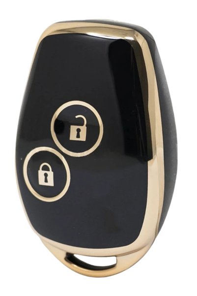 Lanitra Renault Clio 3 Kangoo Symbol Dacia Duster 2 2 Button Nano Key Case Cover Black-Gold