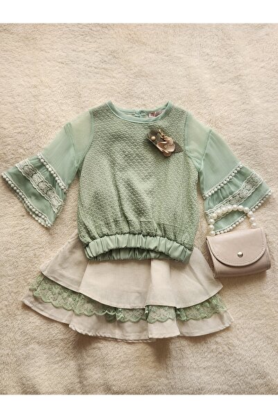 MISS PALLONE Fırfırlı Etekli Çantalı Kız Bebek Takım
