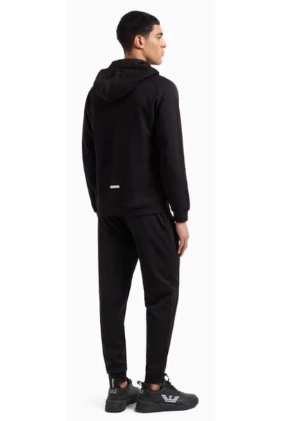 EA7 Men's Tracksuit, Hooded Full-Zip, L (INTL), Black