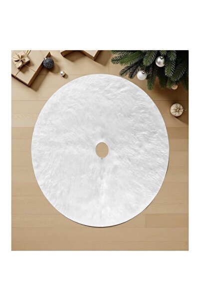 Xmas Covoraș de Brad Alb, Efect de Blană – 150 cm, Design Elegant de Iarnă