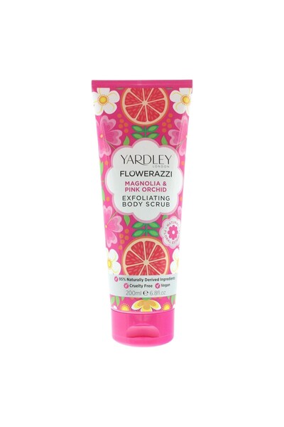 YARDLEY Flowerazzi Magnolia și Orhidee Roz, Exfoliant, Scrub de corp, 200 ml