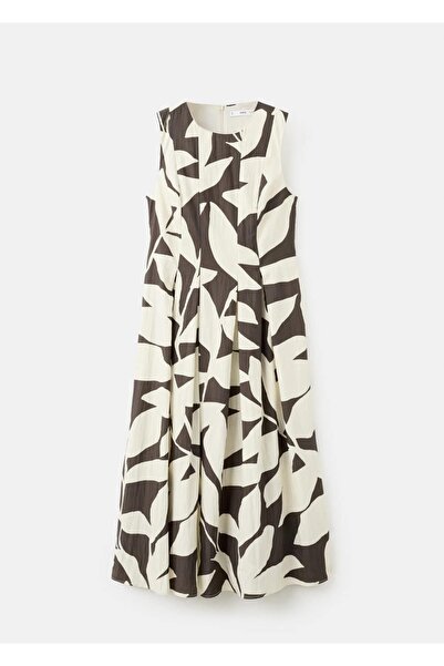 MANGO Woman Çiçek desenli evaze elbise