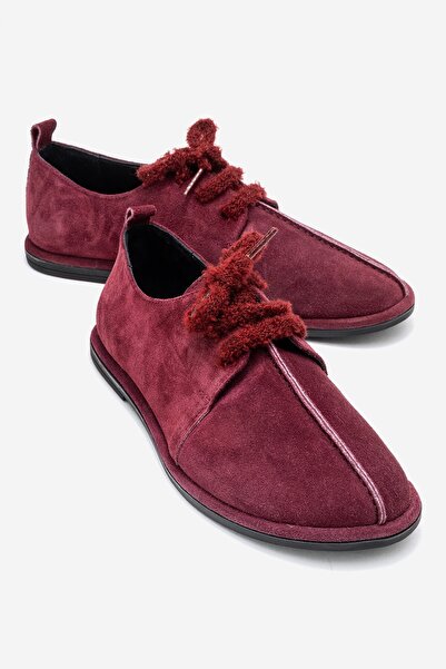 LuviShoes Denora Burgundy Suede Genuine Leather Women's Casual Shoes
