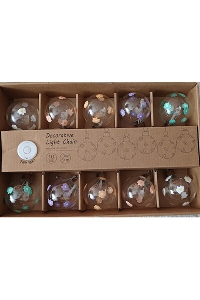 SokShop Ghirlandă cu 10 globuri de sticlă cu LED alb cald, lungime aprox. 320 cm