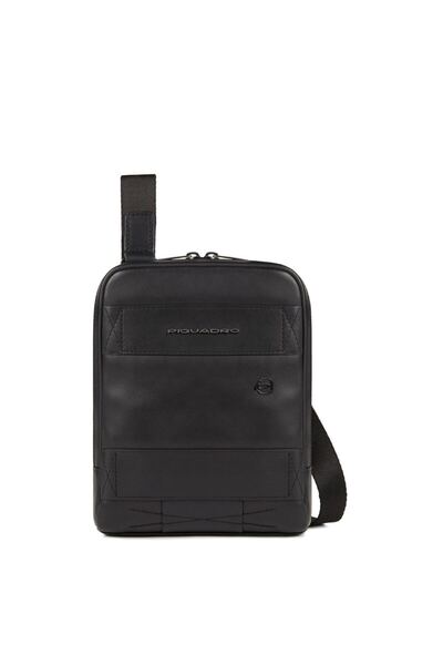 PIQUADRO Obidos, Geantă crossbody din piele, Negru, 17 x 22 x 5,00 cm, Pentru...