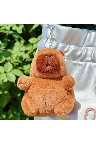 synshop Kapibara capybara plush pull back tail rotating toy keychain bag ornament charm gift