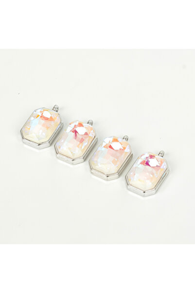 yfhobi 1 Adet - 19 mm Baget Desenli Taşlı Uç, Charm Uç, Rodyum Kaplama 1.Kali...