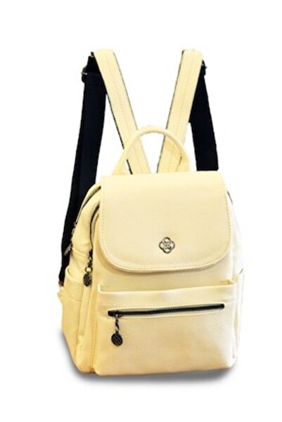 ALLURE - Cambridge Women's Backpack Cream 30x30x10 cm Faux Leather