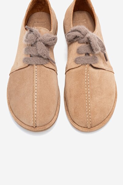 LuviShoes Denora Beige Suede Genuine Leather Women's Casual Shoes