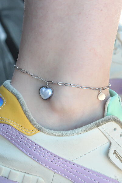 shopwave 316L الصلب الفضة اللون القلب نموذج خلخال المرأة