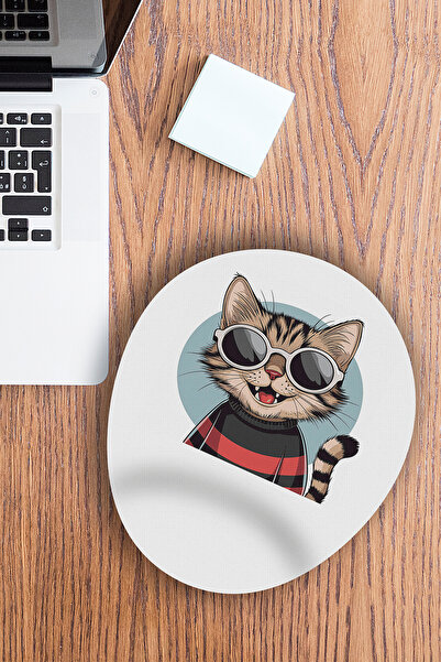 Ormira Konsept Cat with Glasses Printed Mouse Pad