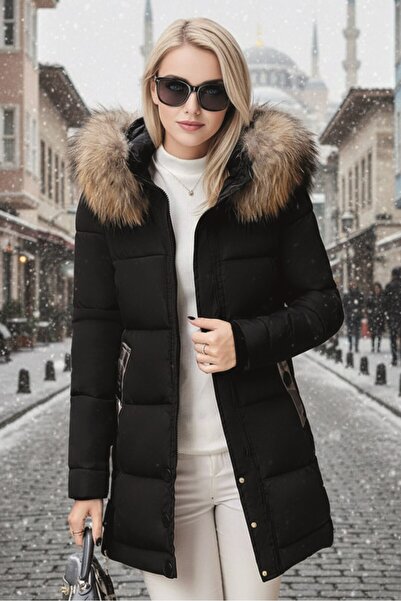 Barbora Kışlık Kürk Yaka Orta Boy Kadın Mont