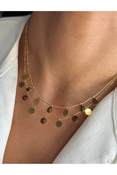 Takı Harmonisi İnce Zincir Üzeri Disko/Pul Kolye Zarif Layering Kolyesi