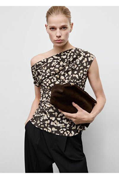 MANGO Woman Hayvan desenli drape bluz