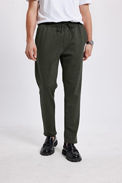Tudors Men's regular fit classic cut dark khaki jogger pants with elastic waist and lace-up