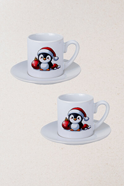 Ormira Konsept مجموعة فناجين القهوة التركية لعيد الميلاد من بينجوين بي مطبوع