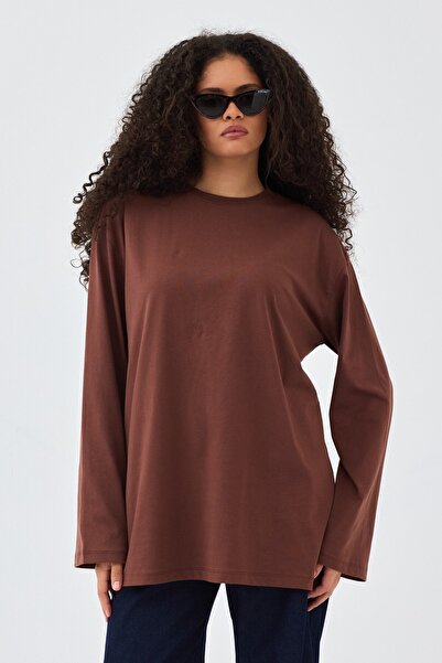 QANU Βασικό φούτερ καφέ