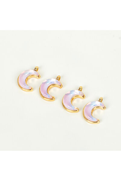 yfhobi 1 Adet - 15 mm Ay Desenli Taşlı Uç, Charm Uç, Altın Kaplama 1.Kalite K...