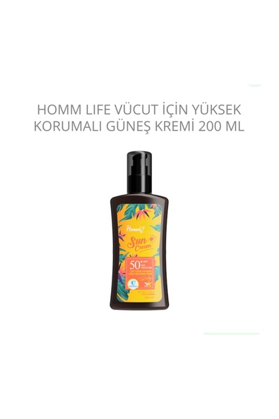 Homm Bitkisel Çok Yüksek Korumalı Vücud İçin Güneş Kremi 200ml