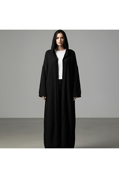 alqarat Hooded Cable Knit Bisht
