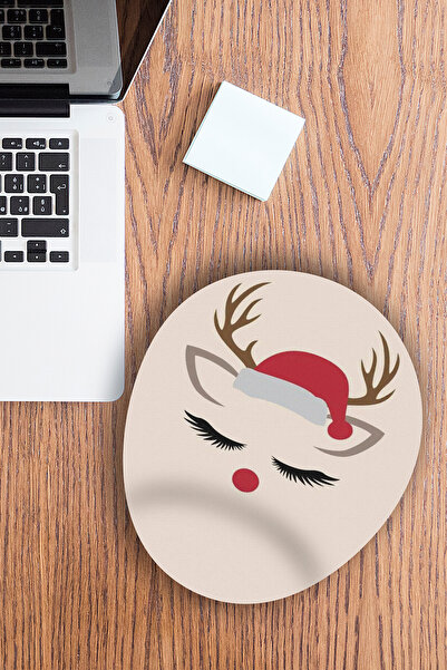 Ormira Konsept لوحة ماوس رأس السنة الجديدة مطبوع على شكل غزال يرتدي قبعة