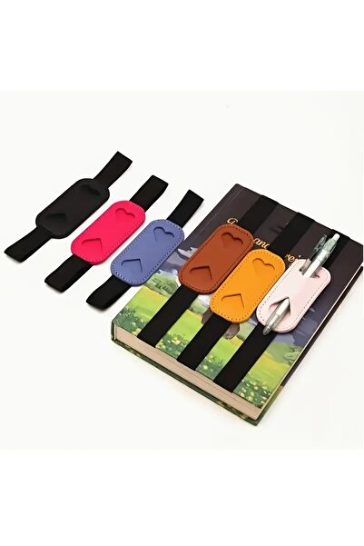 GlassySKY Heart-Shaped Elastic Band Faux Leather Pen Holder Notebook Agenda Accessory Office Material