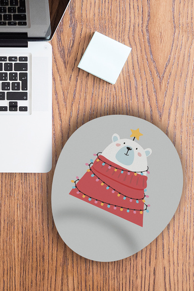 Ormira Konsept لوحة ماوس لعيد الميلاد مطبوع على شكل دب قطبي مضيء