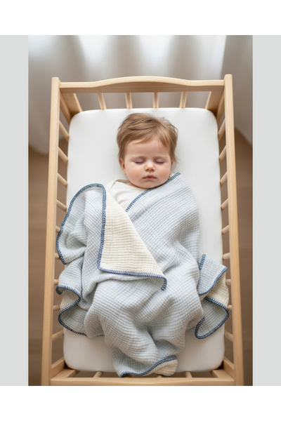 Asliva fashion بطانية أطفال من القطن بنسبة 100% من أسليفا، وردي فاتح/أزرق فات...