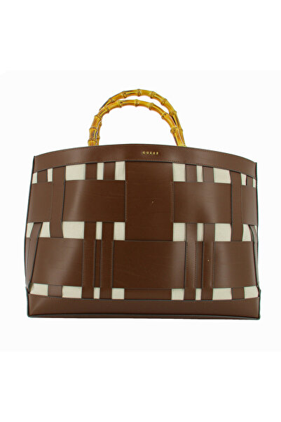 Guess , Aida, Leather, Textile Handbag, Dark Brown, HWAIDWL2376, 50 x 35 x 19 cm