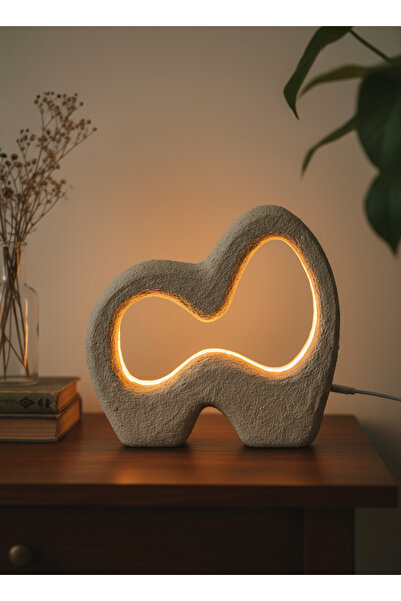 Misinko Alen Alçı Dokulu Dokunmatik Led Masa Lambası (21 x 22 cm)