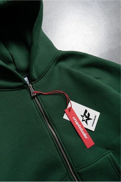 Crupt Studio Green Boxy Crop Men's Jacket Zip Hoodie