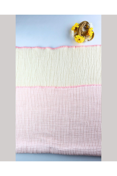 Asliva fashion Asliva 100% Cotton Baby Blanket Powder Pink/Light Blue Double Sided 95X84 cm