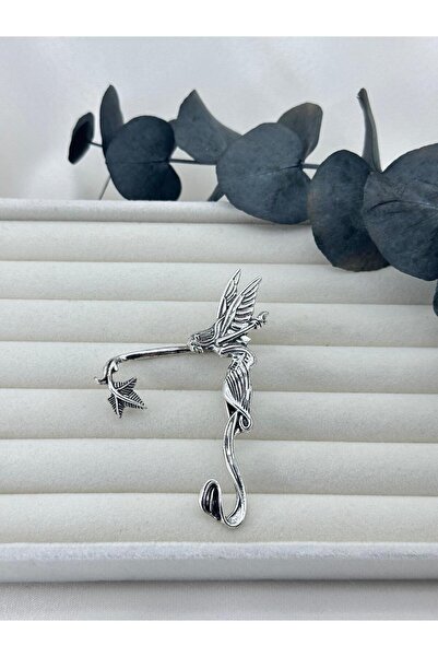 Tudivanyu Aksesuar Gothic Retro Three-Dimensional Left Ear with Devil Angel Figure Halloween Earrings