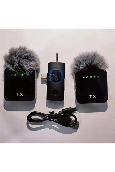 GEARELEC Wireless Microphone Dual Channel Lavalier Mic for Smartphone, Camera & Vlog Recording