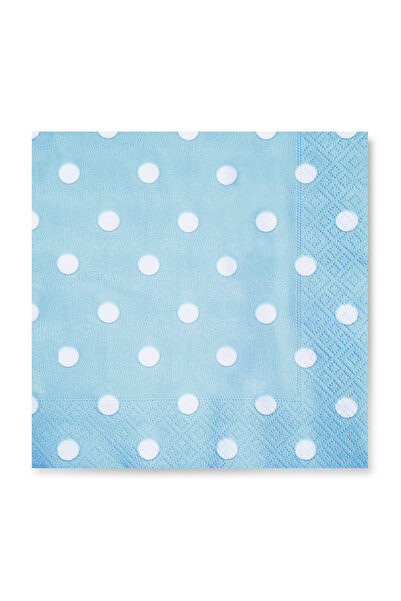 Story 33X33 cm White Polka Dot Patterned 2-Ply 20-Piece Square Light Blue Colored Paper Napkins