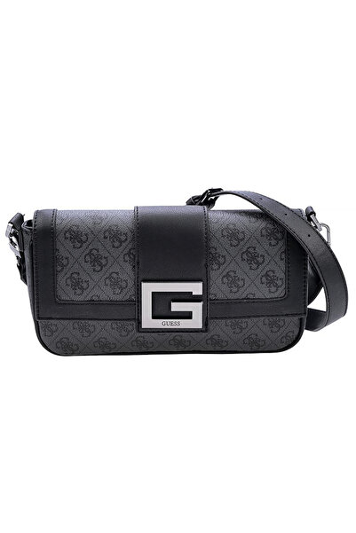 Guess Brightside, Polyurethane, Fabric bag, 4G logo, Charcoal, For women