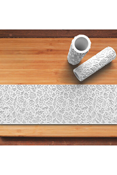 PatatesBaskı Polimer Kil Desen Verici Merdane Sonbahar-Mantar Desenli