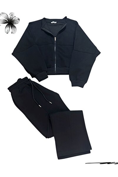 MegaLifeVision Women's Wide-Leg Zippered Tracksuit Set